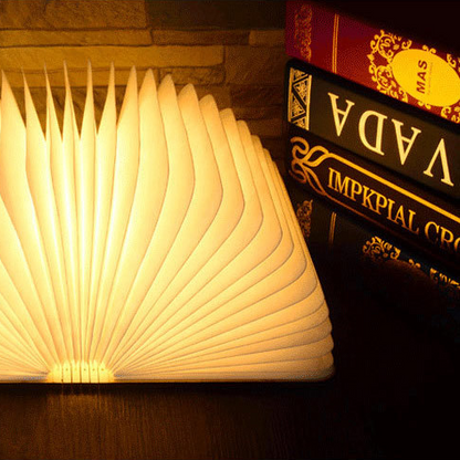 Turning And Folding LED Wooden Book Light