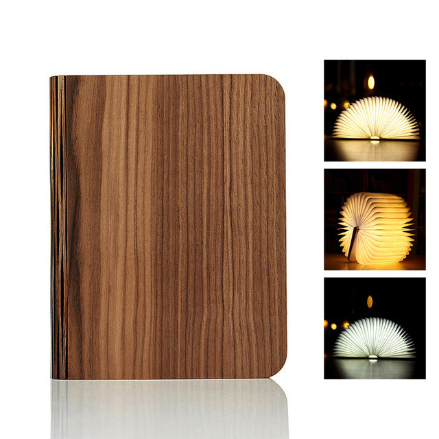 Turning And Folding LED Wooden Book Light