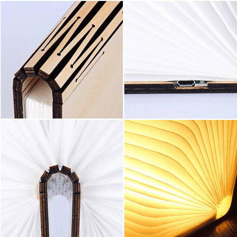 Turning And Folding LED Wooden Book Light