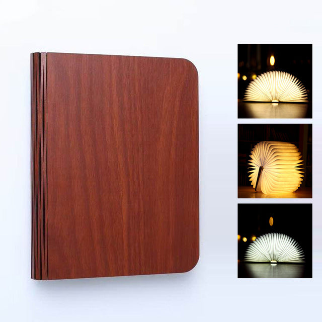 Turning And Folding LED Wooden Book Light