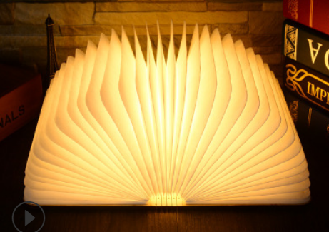 Turning And Folding LED Wooden Book Light