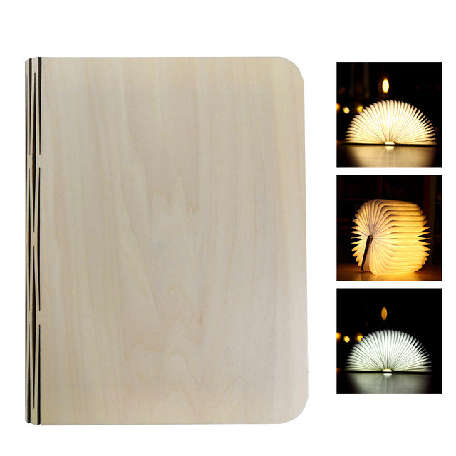 Turning And Folding LED Wooden Book Light