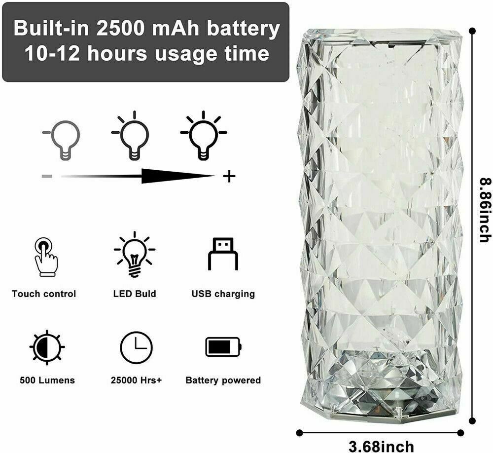 Crystal Table Lamp, Remote Control